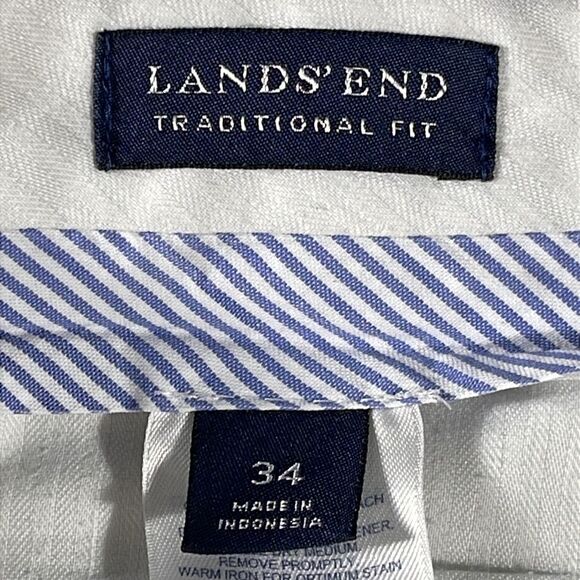 Lands' End mens brown Traditional Fit double pleated chino pants - size 34x31 - Picture 4 of 13